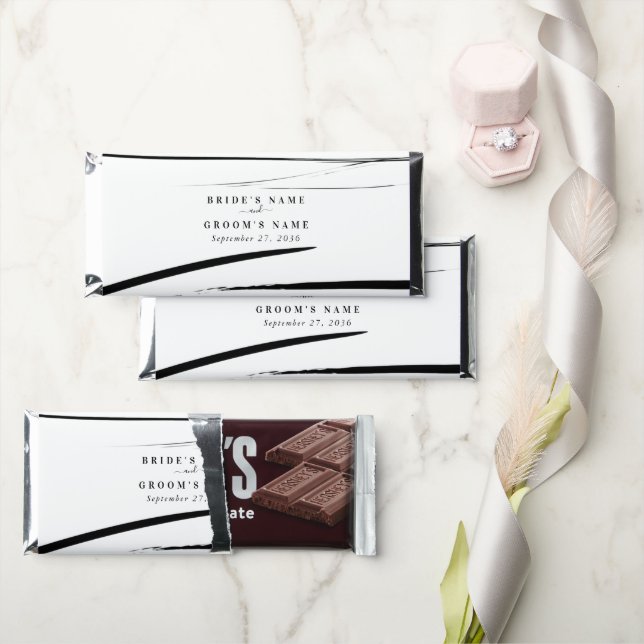 Modern Black White Abstract Wedding Favor Hershey Bar Favors (Front)