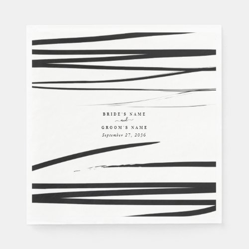 Modern Black White Abstract Wedding Favor Napkins