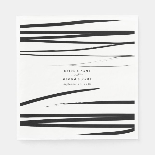 Modern Black White Abstract Wedding Favor Napkins (Front)