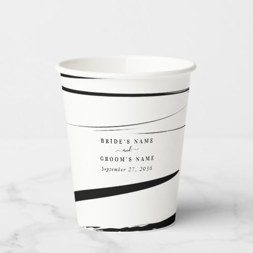 Modern Black White Abstract Wedding Favor Paper Cups