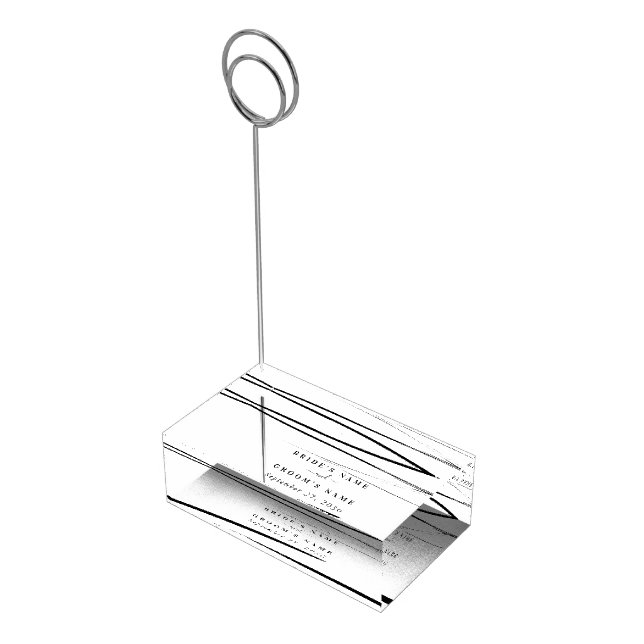 Modern Black White Abstract Wedding Favor Place Card Holder (Corner)