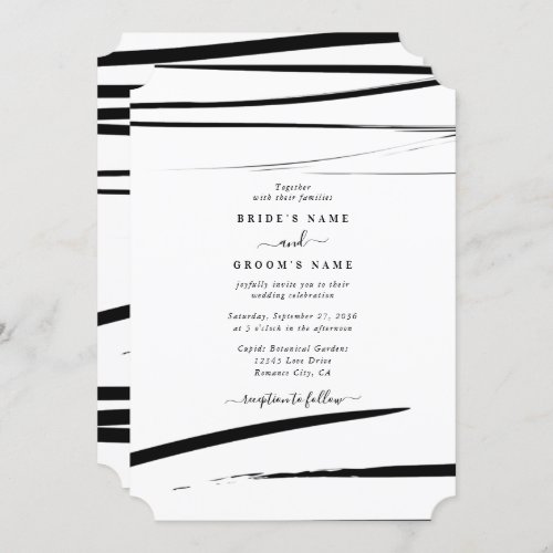 Modern Black White Abstract Wedding Invitation