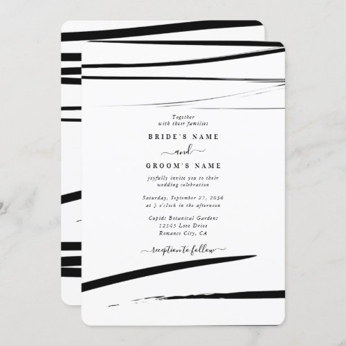 Modern Black White Abstract Wedding Invitation