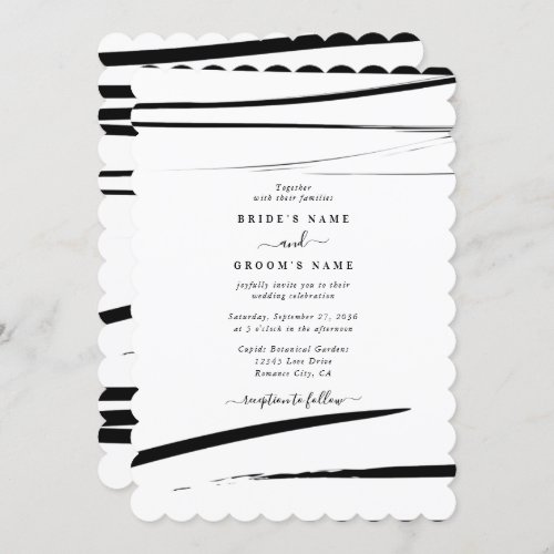 Modern Black White Abstract Wedding Invitation