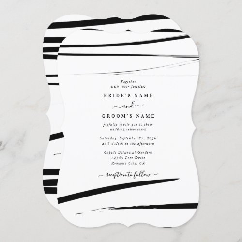 Modern Black White Abstract Wedding Invitation