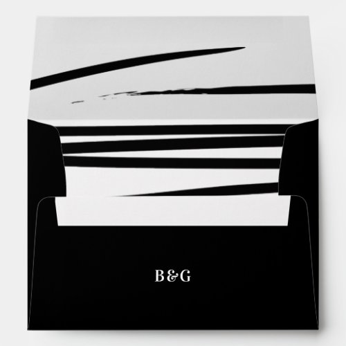 Modern Black White Abstract Wedding Invitation Envelope