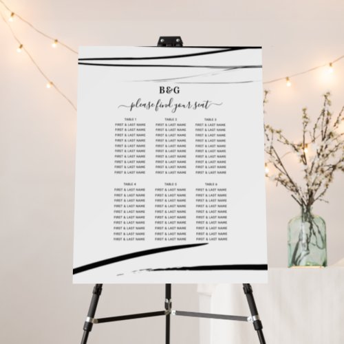 Modern Black White Abstract Wedding Seating Chart Foam Board