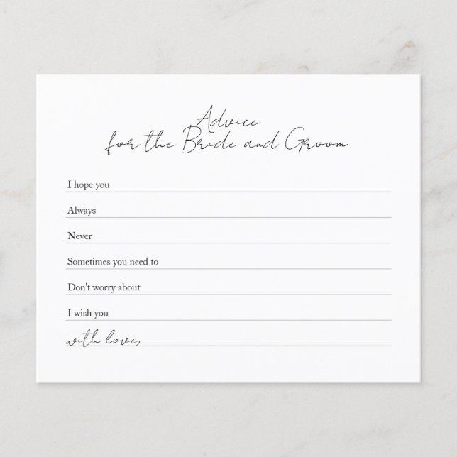 Modern Black White Advice for the Bride and Groom Flyer (Front)