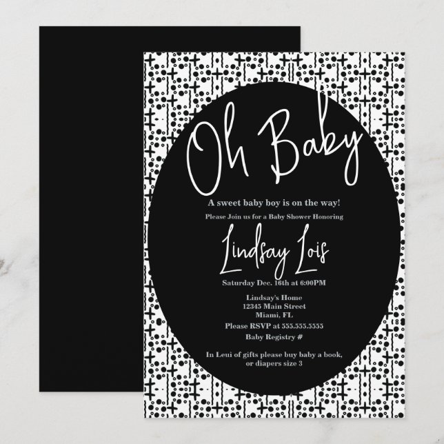 Modern Black White African Baby Shower Invitation (Front/Back)