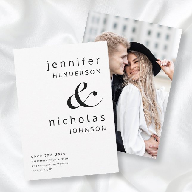 Modern Black & White Ampersand Photo  Save The Date (Modern Black & White Ampersand Photo Save The Date)