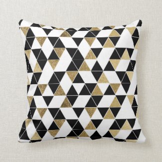 Modern Black, White, and Faux Gold Triangles