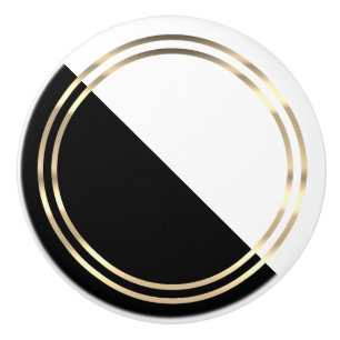 Modern Black, White and Gold  Ceramic Knob