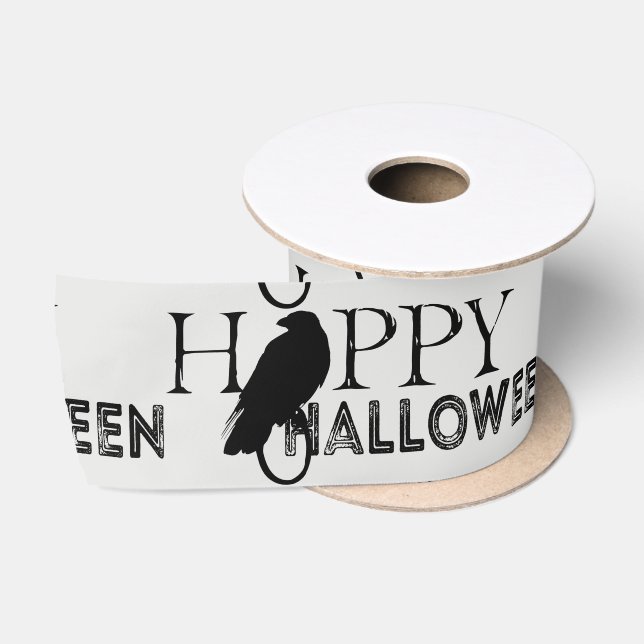 Modern Black White And Gold Chic Adult Halloween Satin Ribbon (Spool)