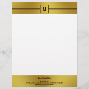 Modern Black White and Gold Monogram Template Letterhead
