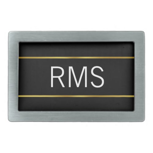 Modern Black White and Gold Monogrammed Belt Buckle