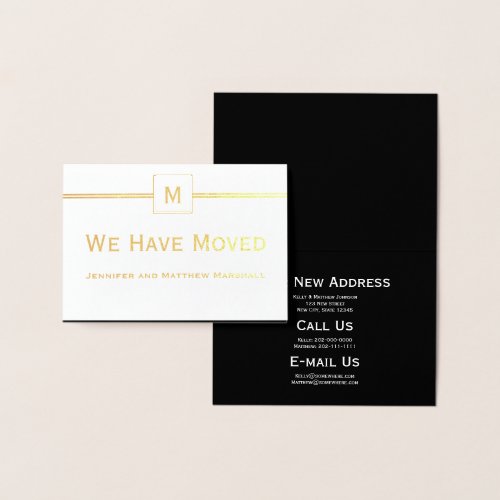 Modern Black White and Gold Moving Announcement