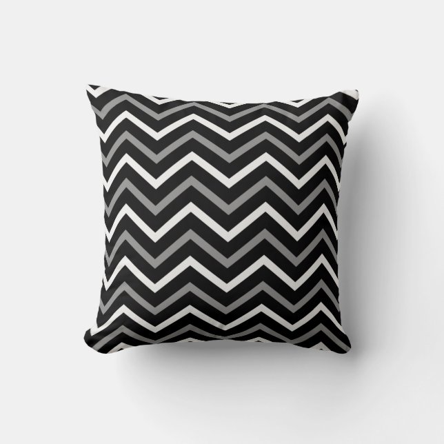 Modern Black White And Grey Chevron Pattern Zigzag Throw Pillow (Front)