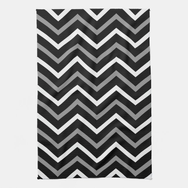 Modern Black White And Grey Chevron Pattern Zigzag Towel (Vertical)