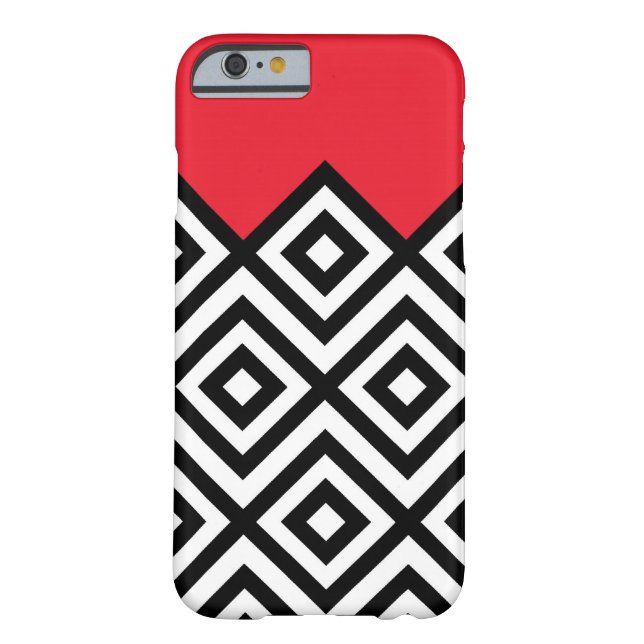Modern Black White and Red Chevron Pattern Case-Mate iPhone Case (Back)
