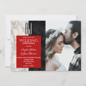 Modern Black White and Red Photo Wedding Invitation (Front)