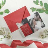 Modern Black White and Red Photo Wedding Invitation