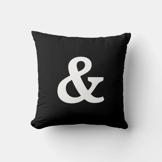Modern Black & White & (and sign) Button Throw Pillow (Front)