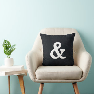 Modern Black & White & (and sign) Button Throw Pillow