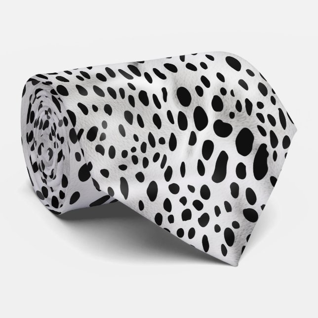 Modern Black & White Animal Print Neck Tie (Rolled)