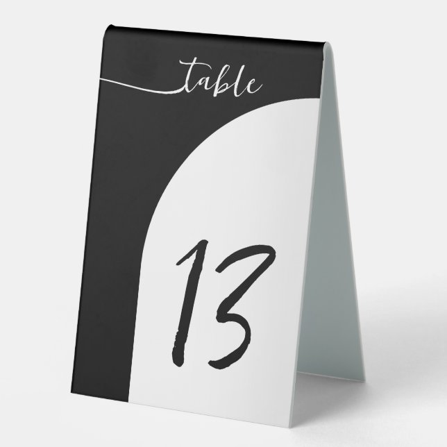 Modern Black White Arch Table Number Sign (Front)