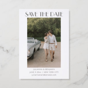 Modern Black White Art Deco Save the Date Wedding Letterpress Photo Cards