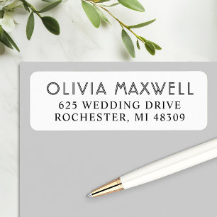 Modern Black White Art Deco Wedding Address Label