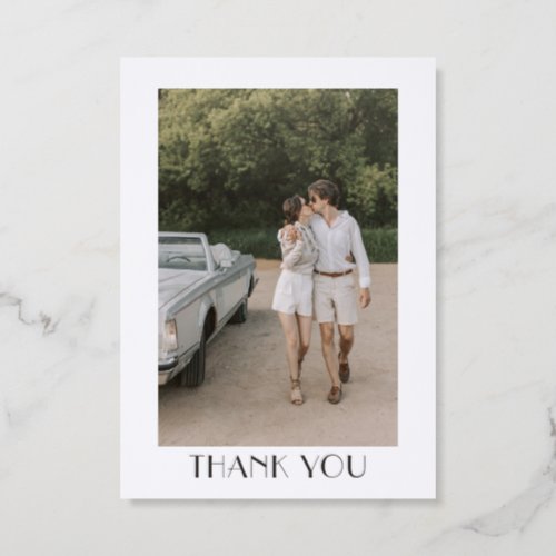 Modern Black White Art Deco Wedding Thank You Letterpress Photo Cards
