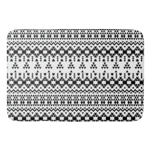 Modern Black White Aztec Geometric tribal pattern Bath Mat