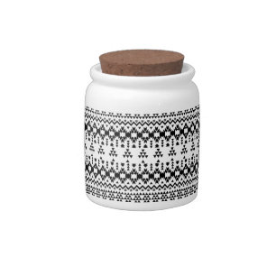 Modern Black White Aztec Geometric tribal pattern Candy Jar