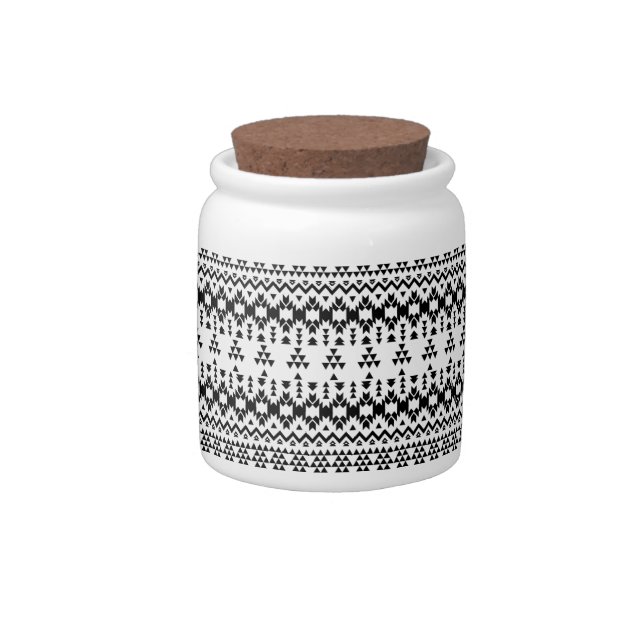 Modern Black White Aztec Geometric tribal pattern Candy Jar (Right)