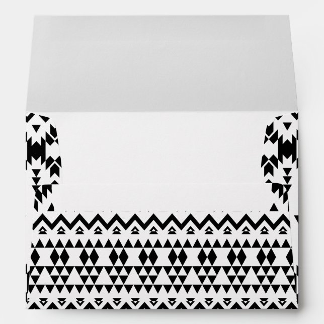 Modern Black White Aztec Geometric tribal pattern Envelope (Back (Bottom))