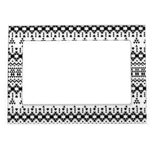 Modern Black White Aztec Geometric tribal pattern Magnetic Frame