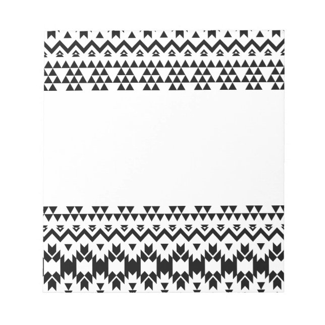 Modern Black White Aztec Geometric tribal pattern Notepad (Front)