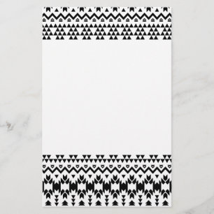 Modern Black White Aztec Geometric tribal pattern Stationery
