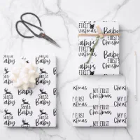 Modern Minimalist Black And White Christmas Wrapping Paper Sheets