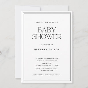 Modern Black & White Baby Shower Invitation