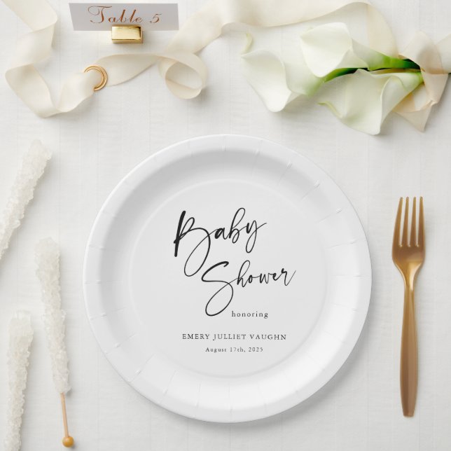 Modern Black & White Baby Shower Paper Plates (Wedding)