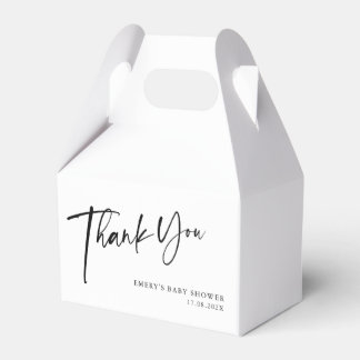 Modern Black & White Baby Shower Thank You Favor Boxes