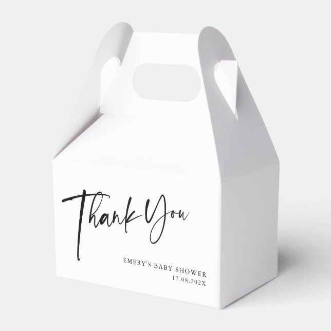 Modern Black & White Baby Shower Thank You Favor Boxes (Front Side)