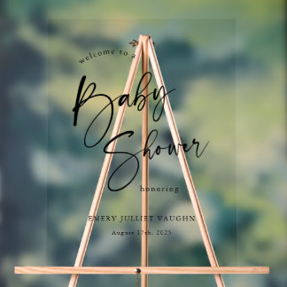Modern Black & White Baby Shower Welcome Sign