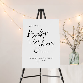 Modern Black & White Baby Shower Welcome Sign