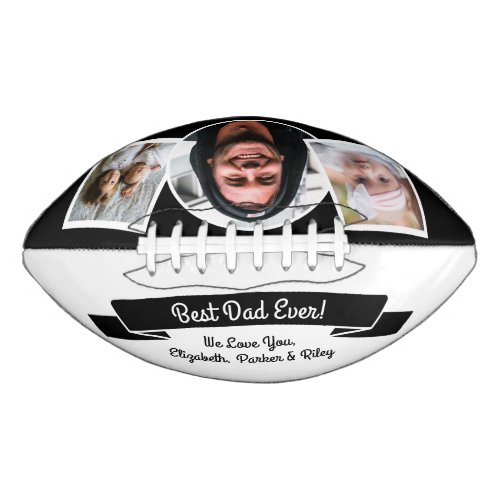 Modern Black White Best Dad Ever 3 Photo Collage  Football