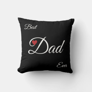 Modern Black & White Best Heart Dad Throw Pillow