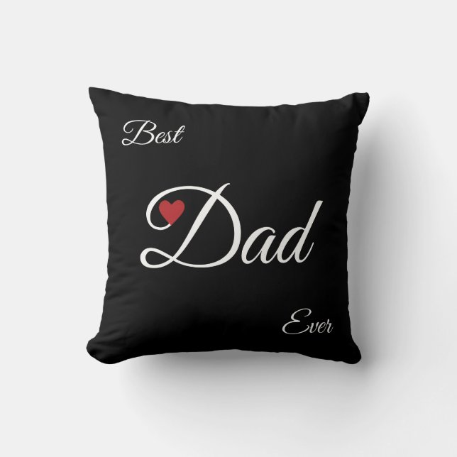 Modern Black & White Best Heart Dad Throw Pillow (Front)