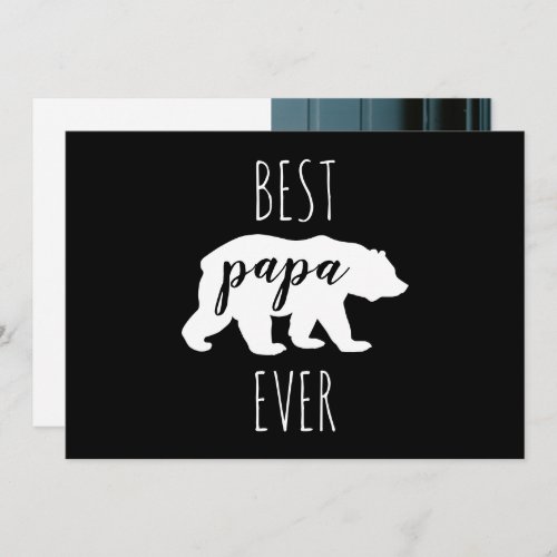Modern Black  White Best Papa Bear Ever Card